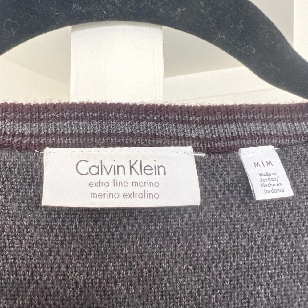 Men's Calvin Klein Extra Fine Merino Wool V-Neck Sweater- M